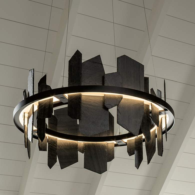 Image 2 Hubbardton Forge Ardesia 38 inch Black and Slate LED Ring Chandelier