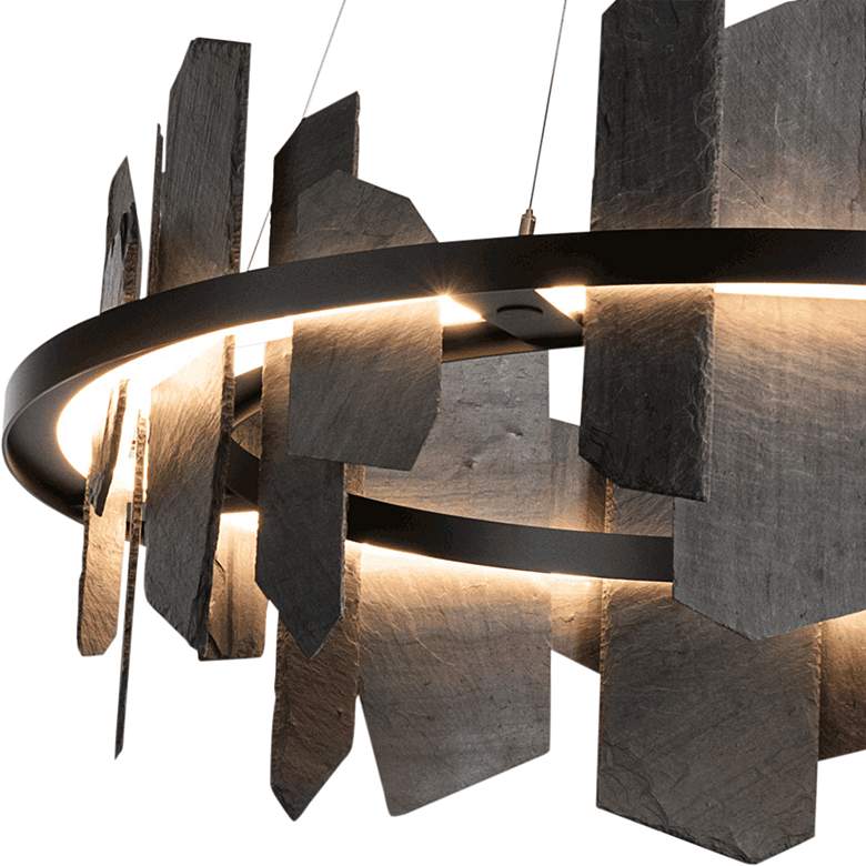 Image 4 Hubbardton Forge Ardesia 38" Black and Slate LED Ring Chandelier more views