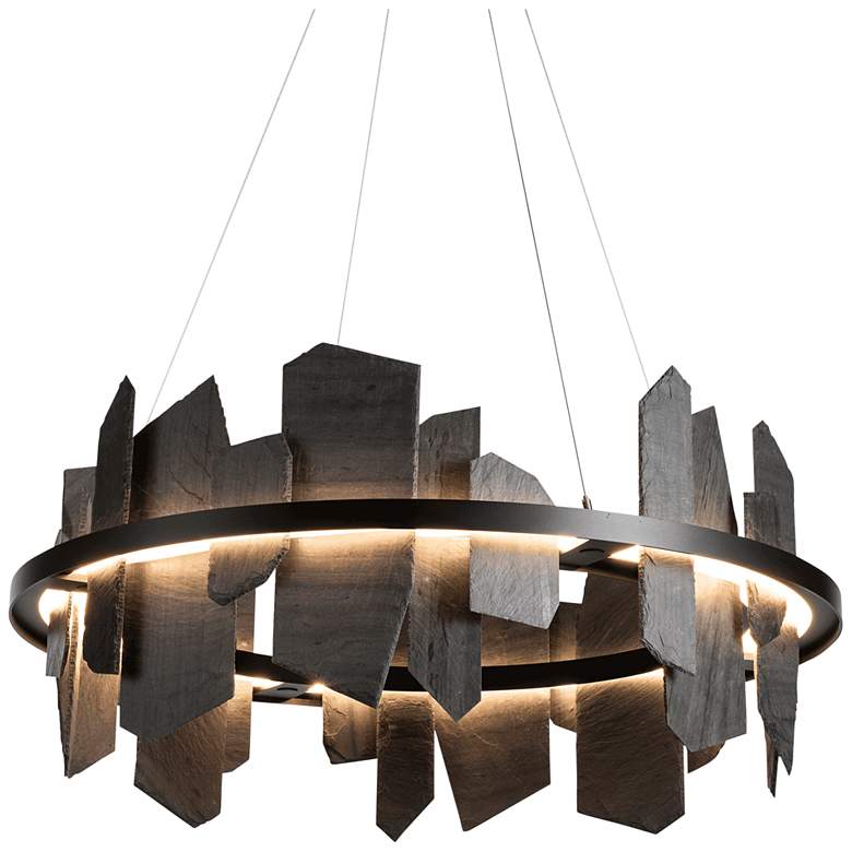 Image 5 Hubbardton Forge Ardesia 38" Black and Slate LED Ring Chandelier more views