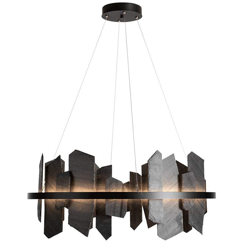 Image 6 Hubbardton Forge Ardesia 38" Black and Slate LED Ring Chandelier more views