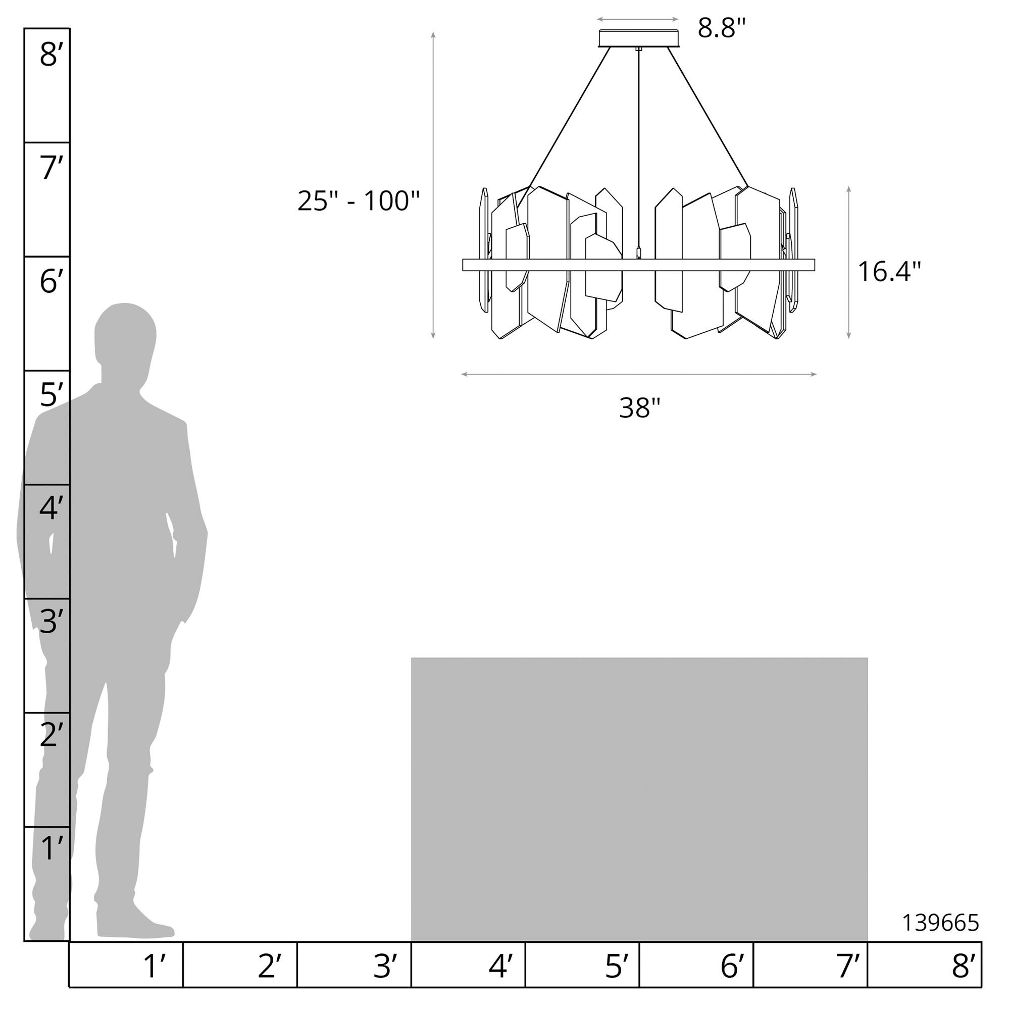 Hubbardton Forge Ardesia 38" Black and Slate LED Ring Chandelier in scene