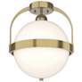 Hubbardton Forge Atlas 13 1/2" Wide Brass and Opal Glass Semi-Flush