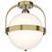 Hubbardton Forge Atlas 13 1/2" Wide Brass and Opal Glass Semi-Flush