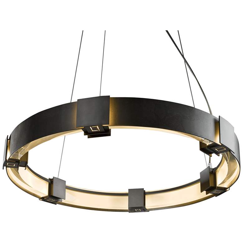 Image 3 Hubbardton Forge Aura Pendant 28.9 inch Dark Smoke Glass Ring Pendant