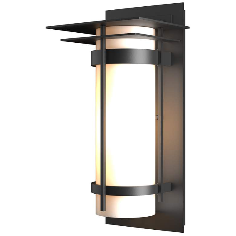 Image 1 Hubbardton Forge Banded 16 1/4"H Black Outdoor Wall Light