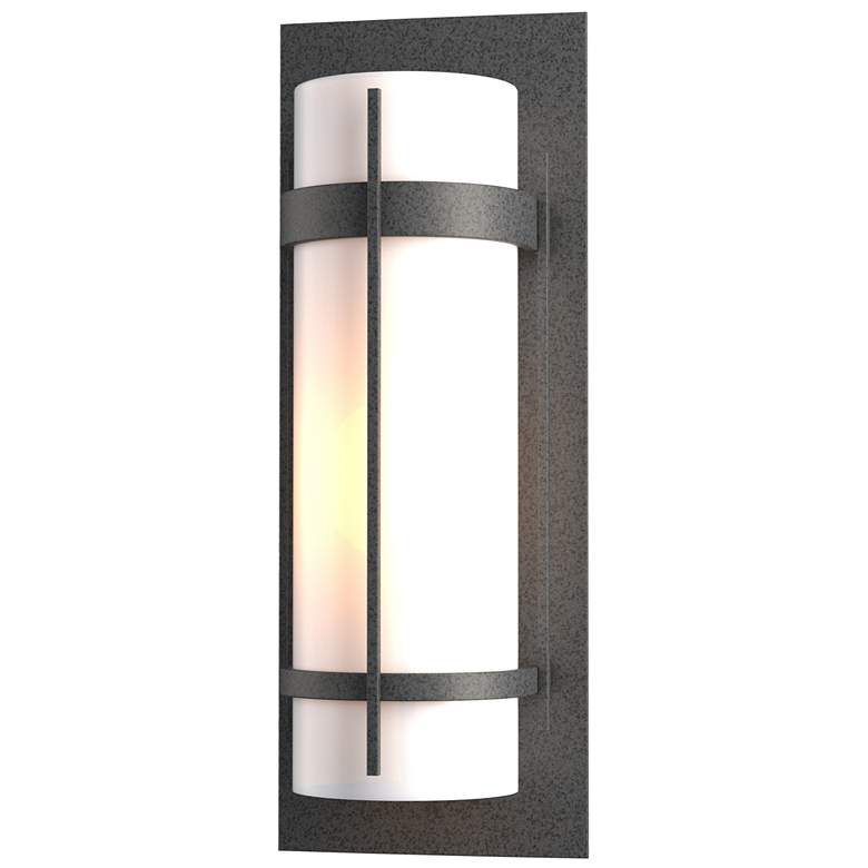 Image 1 Hubbardton Forge Banded 20 3/4" Natural Iron Opal Glass Outdoor Sconce