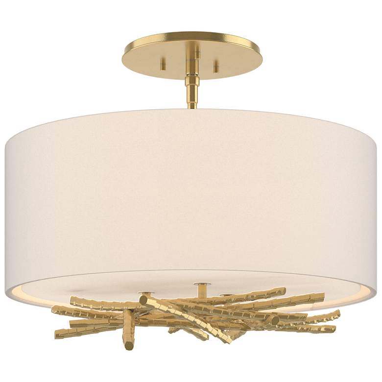 Image 1 Hubbardton Forge Brindille 15"W Modern Brass Ceiling Light