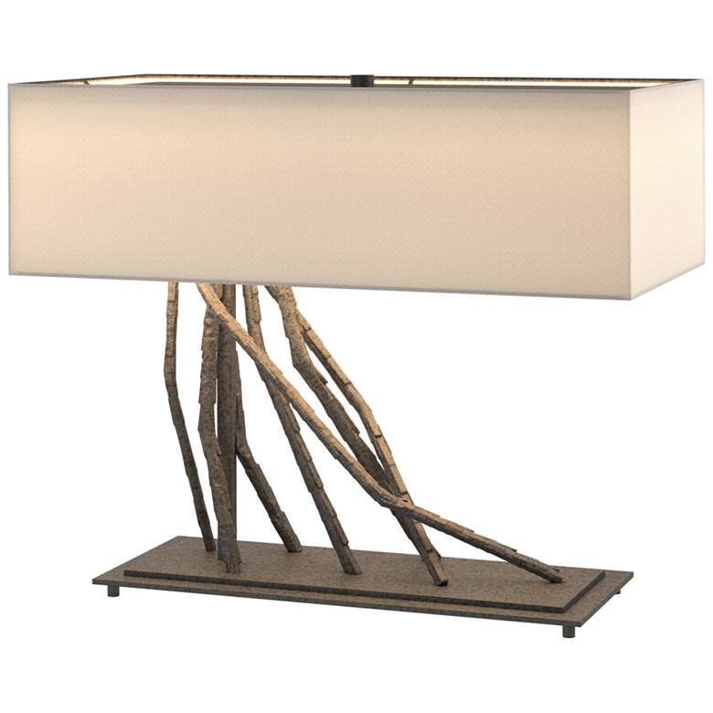 Image 1 Hubbardton Forge Brindille 16 1/2" Flax Shade Natural Iron Table Lamp