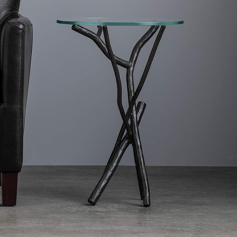 Image 1 Hubbardton Forge Brindille 18" Wide Black Accent Table