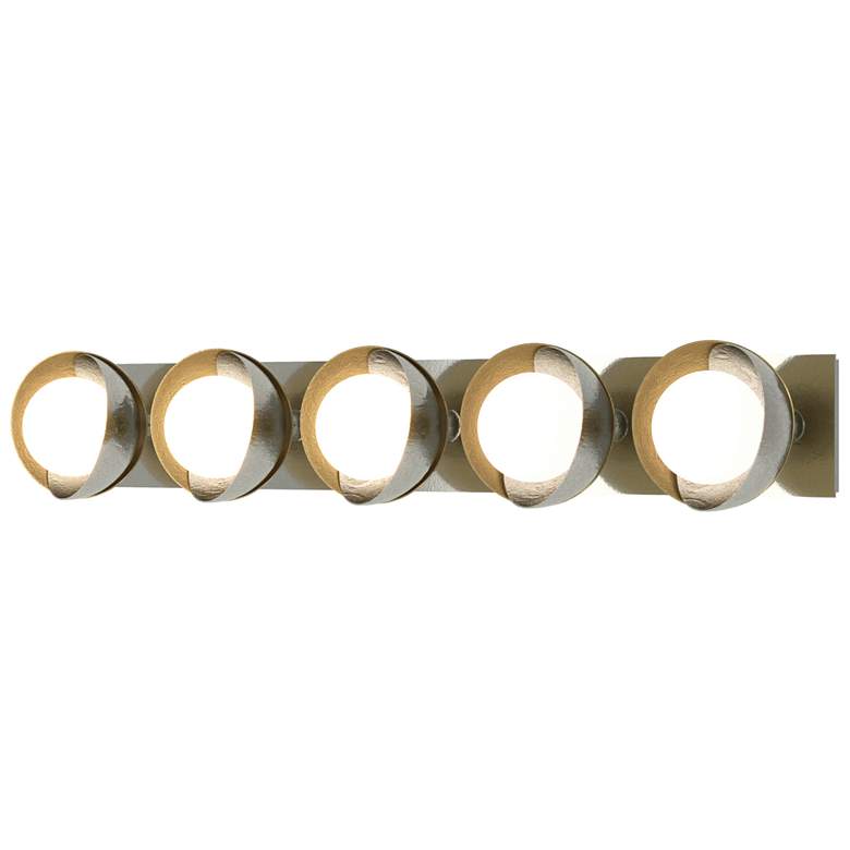 Image 1 Hubbardton Forge Brooklyn 5-Light Modern Brass Opal Glass Bath Light