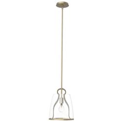 Hubbardton Forge Caliper 9.9&quot; Wide Clear Glass and Soft Gold Pendant