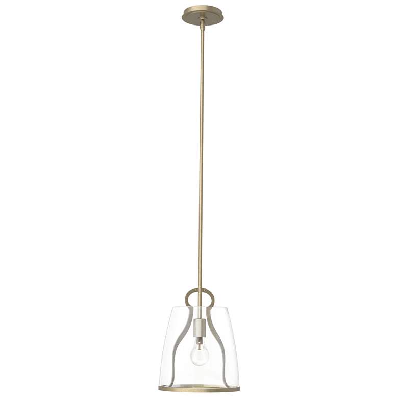 Image 1 Hubbardton Forge Caliper 9.9" Wide Clear Glass and Soft Gold Pendant