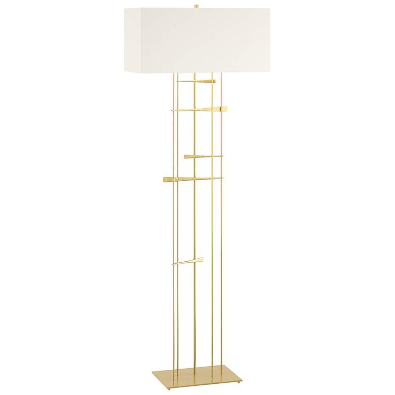 Image 1 Hubbardton Forge Cavaletti 65 1/4" Anna Shade and Brass Floor Lamp