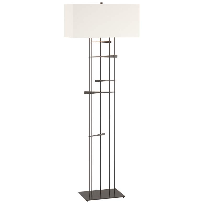 Image 1 Hubbardton Forge Cavaletti 65 1/4" Anna Shade and Bronze Floor Lamp