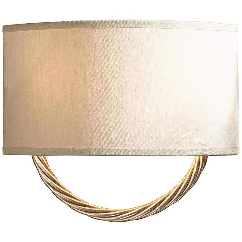 Image 1 Hubbardton Forge Cavo Gold 8 3/4"H Flax Shade Wall Sconce