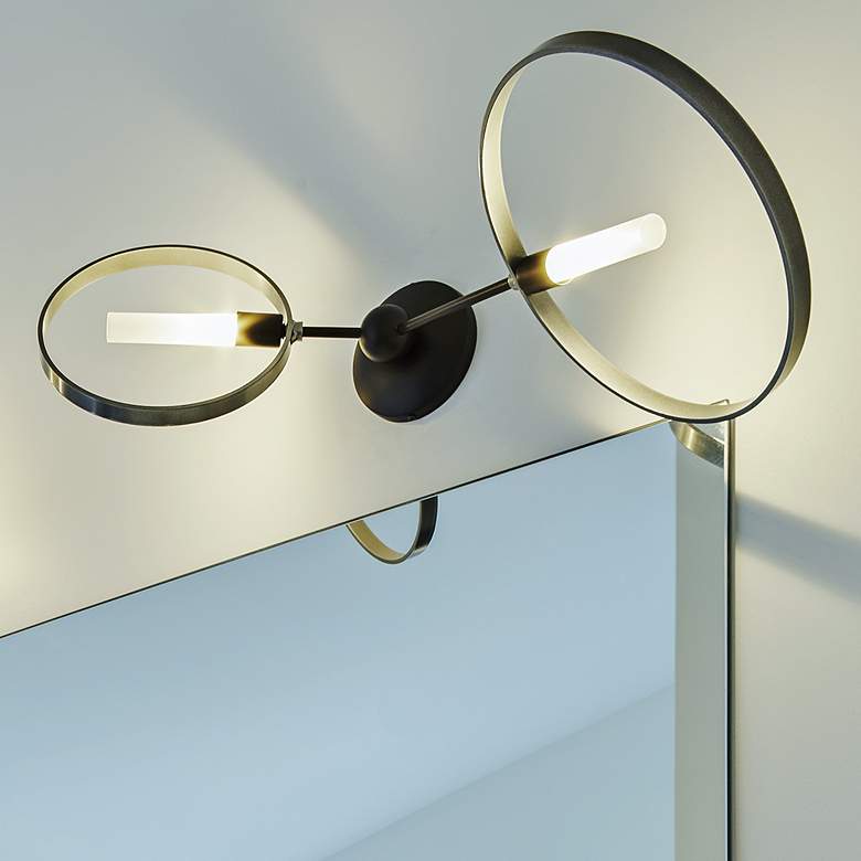 Image 1 Hubbardton Forge Celesse 29 3/4"H Black 2-Light Wall Sconce