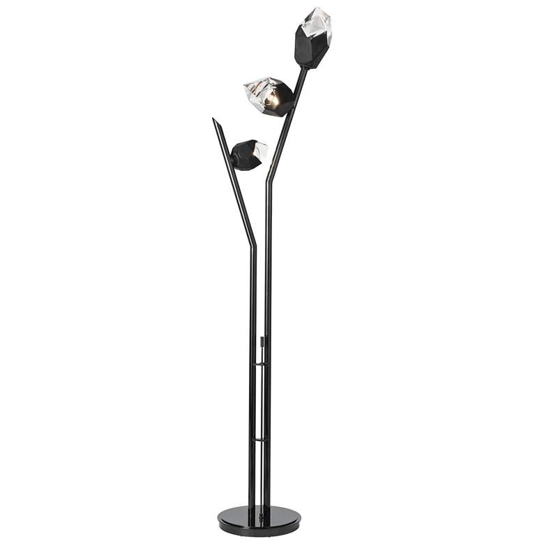 Image 1 Hubbardton Forge Chrysalis 74 1/2" Black and Crystal Floor Lamp
