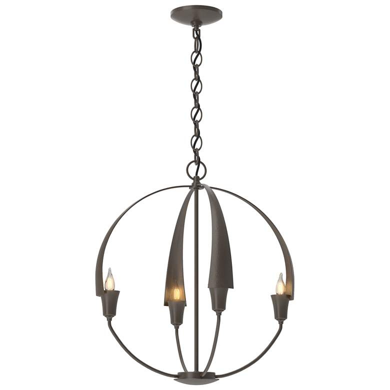 Image 1 Hubbardton Forge Cirque 19" Wide Bronze 4-Light Chandelier
