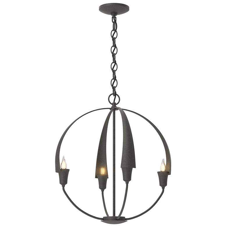 Image 1 Hubbardton Forge Cirque 19"W Natural Iron 4-Light Chandelier