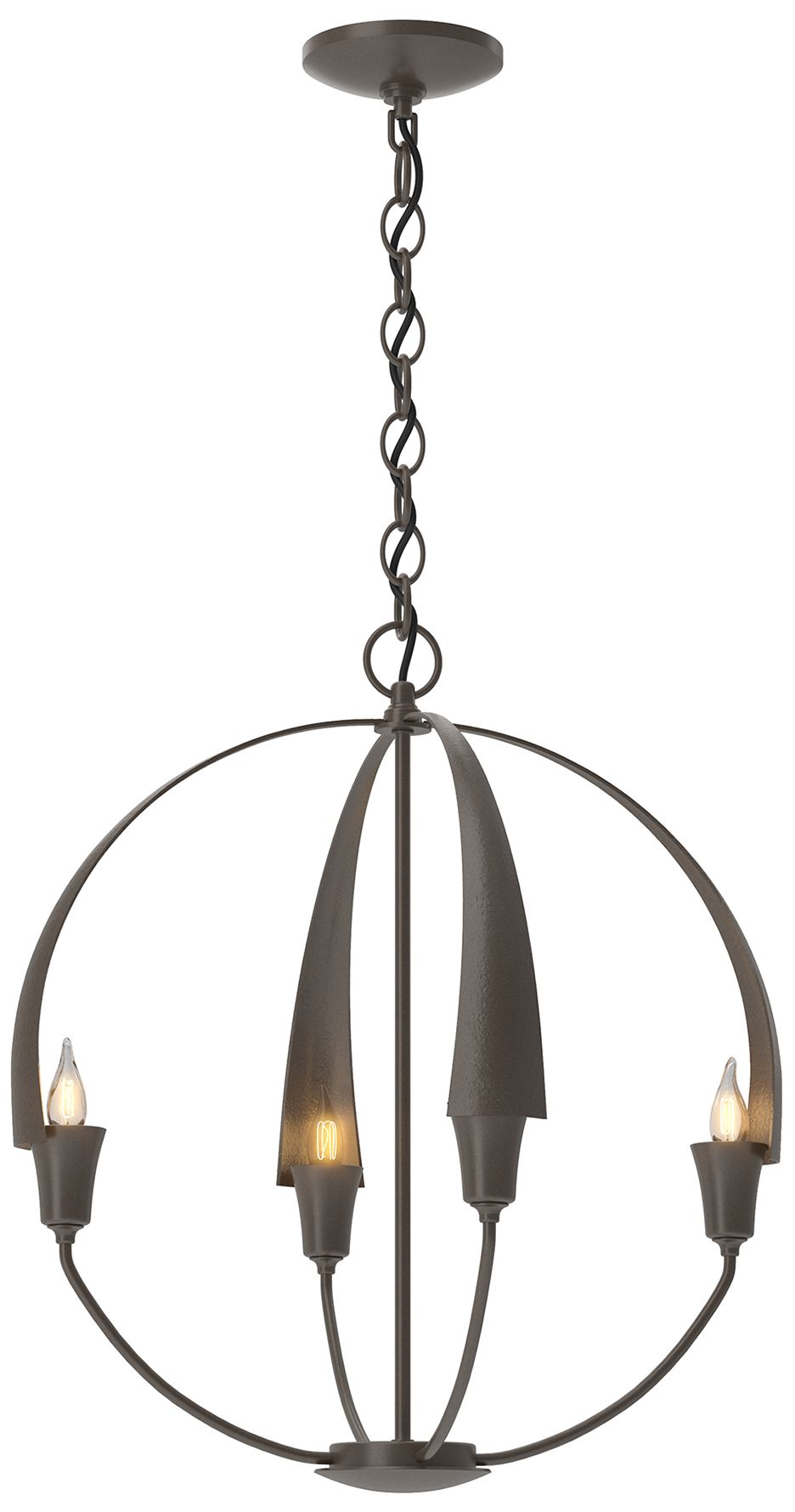 Hubbardton Forge Cirque 19" Wide Bronze 4-Light Chandelier - Made to Order
