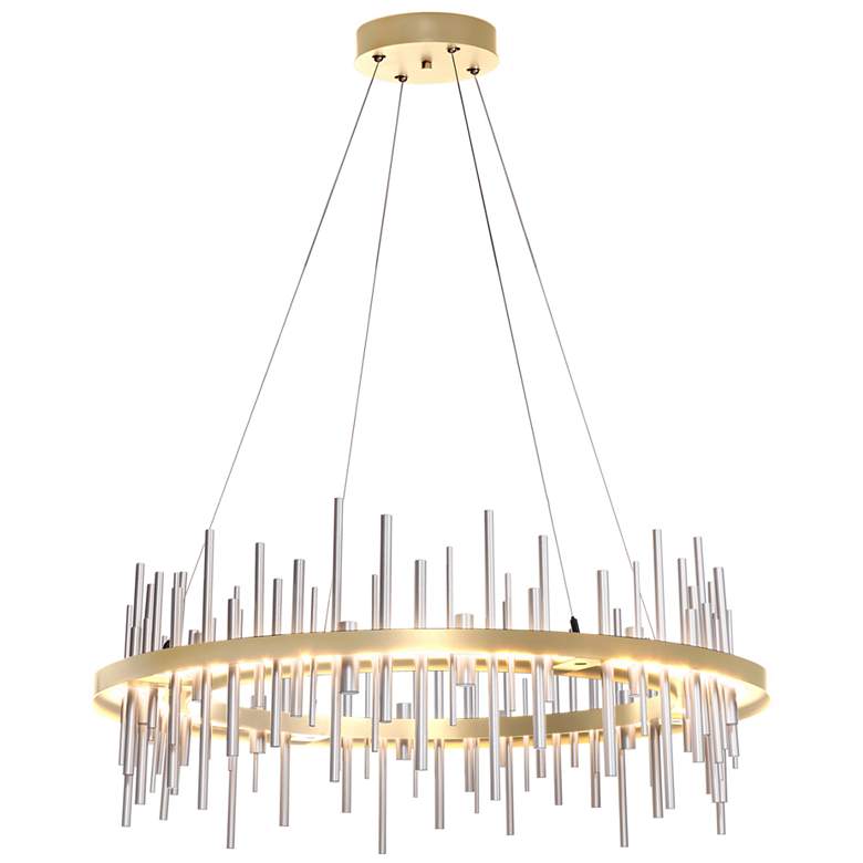 Image 1 Hubbardton Forge Cityscape 38" Silver and Gold LED Ring Chandelier