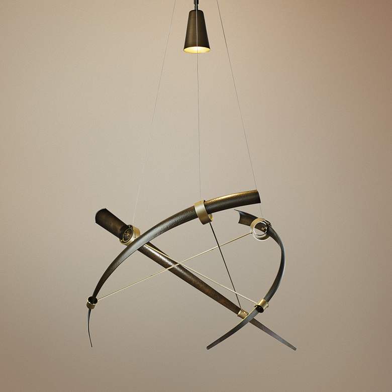 Image 1 Hubbardton Forge Crescent 40" Wide Bronze Pendant Light