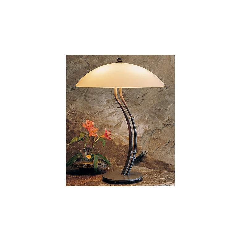 Image 1 Hubbardton Forge Curved Metra Table Lamp with Opal Shade