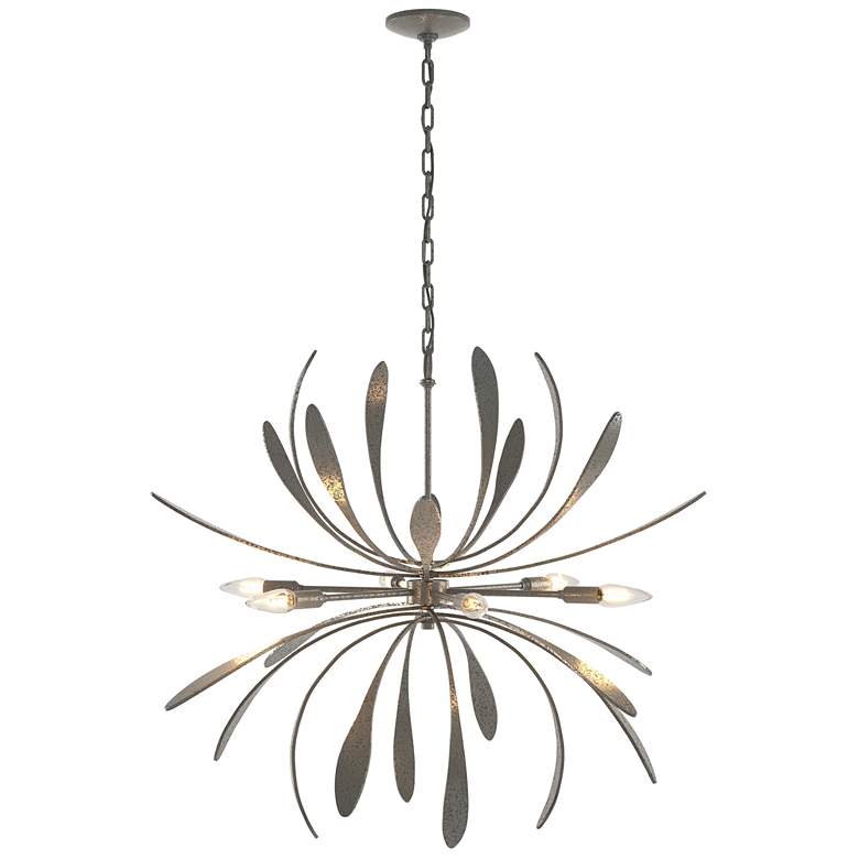 Image 1 Hubbardton Forge Dahlia 32 3/4" Natural Iron Finish Modern Chandelier