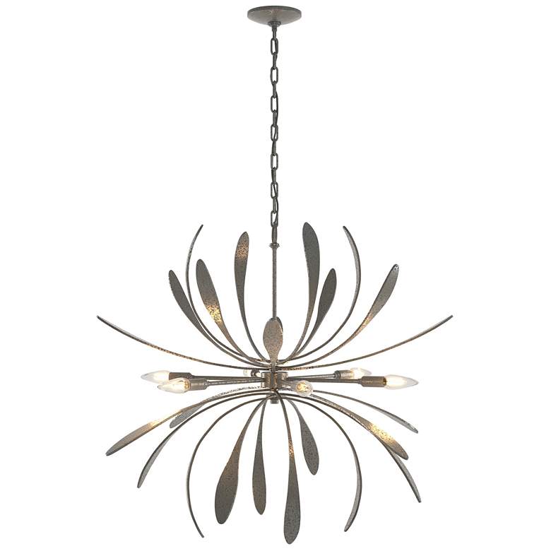 Image 1 Hubbardton Forge Dahlia 32 3/4 inch Natural Iron Finish Modern Chandelier