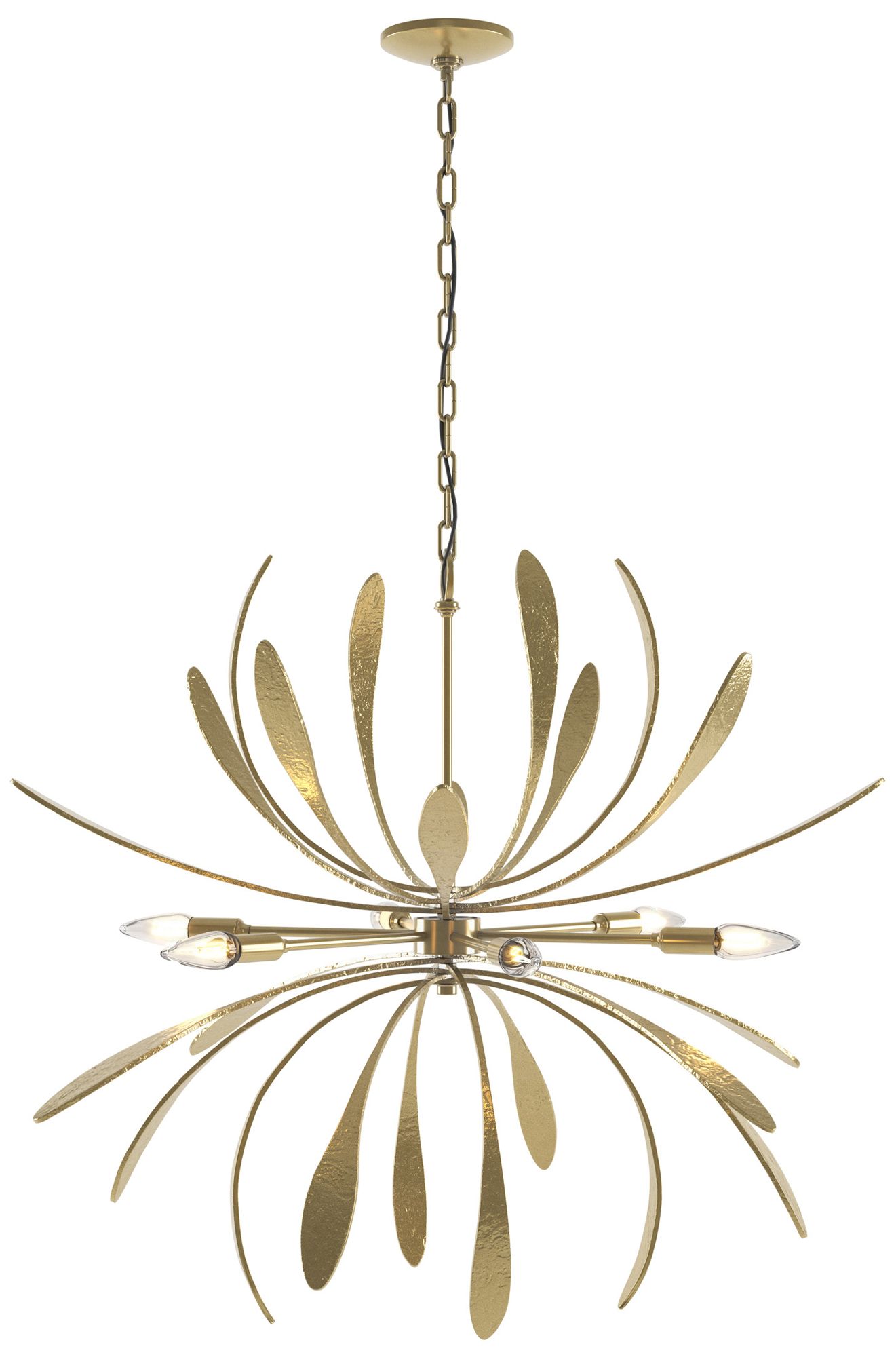 Hubbardton Forge Dahlia 32 3/4" Modern Brass Chandelier - Made to Order