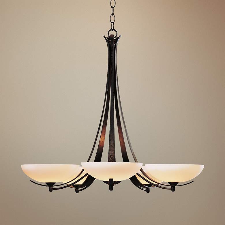 Image 1 Hubbardton Forge Dark Smoke Five Light Opal Chandelier