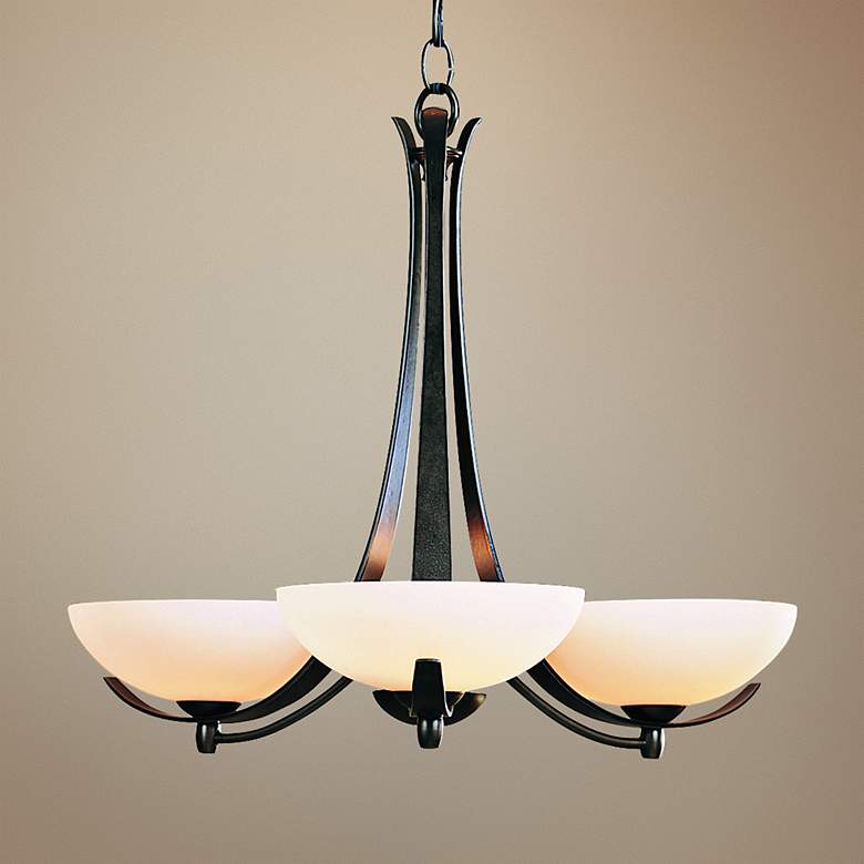 Image 1 Hubbardton Forge Dark Smoke Opal Three Light Chandelier