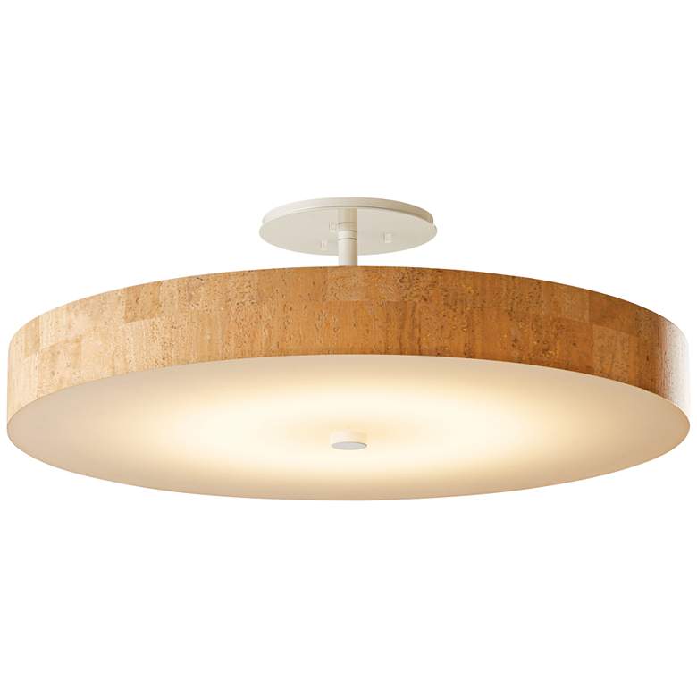 Image 1 Hubbardton Forge Disq 23"W White and Cork LED Ceiling Light