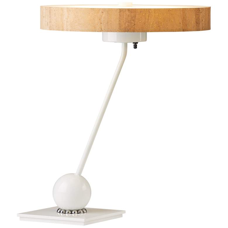 Image 1 Hubbardton Forge Disq Cork Shade White Swivel LED Table Lamp