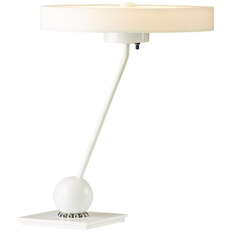 Image 1 Hubbardton Forge Disq Frost Shade White Swivel LED Table Lamp