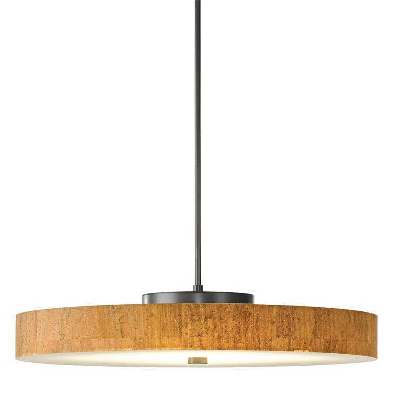 Image 1 Hubbardton Forge Disq LED 23"W Cork-Steel Pendant Light