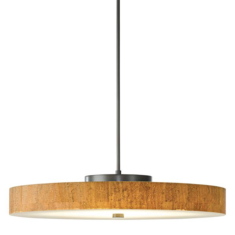 Image 1 Hubbardton Forge Disq LED 23 inchW Cork-Steel Pendant Light