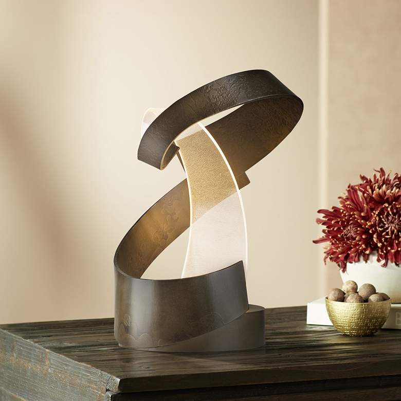 Image 2 Hubbardton Forge Encounter 15" High Dark Smoke LED Accent Table Lamp