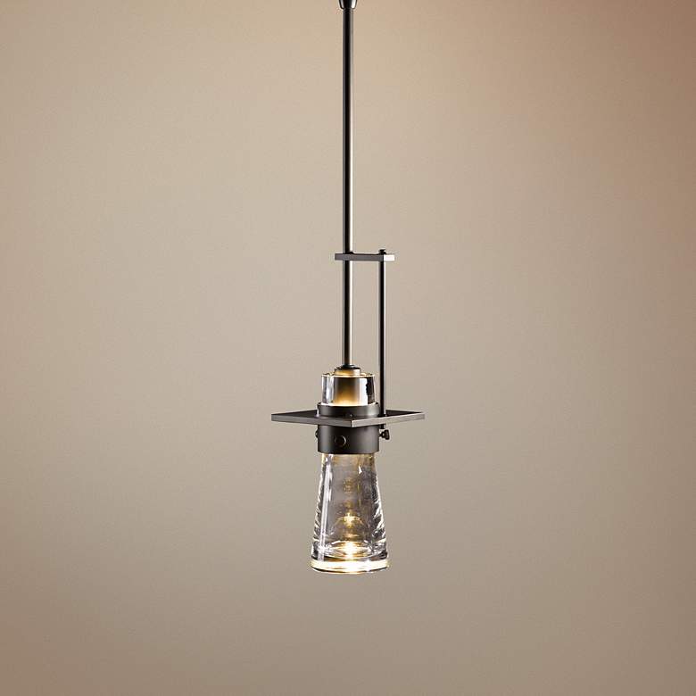 Image 1 Hubbardton Forge Erlenmeyer 4" Wide Glass and Dark Smoke Mini Pendant