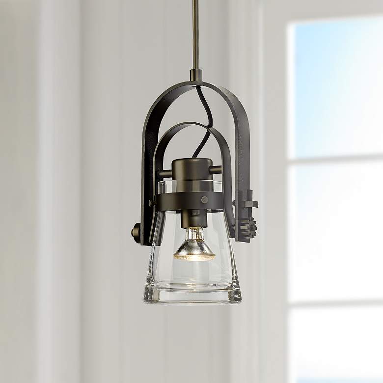 Image 1 Hubbardton Forge Erlenmeyer 8 1/4 inchW Dark Smoke Mini Pendant