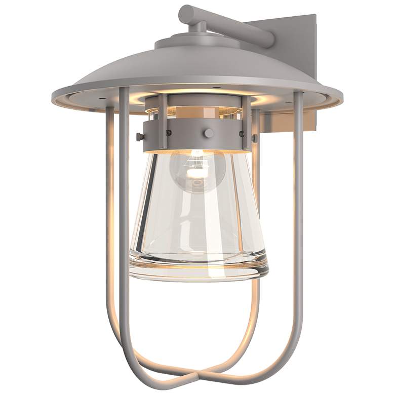 Image 1 Hubbardton Forge Erlenmeyer Outdoor Sconce Steel Finish Clear Glass