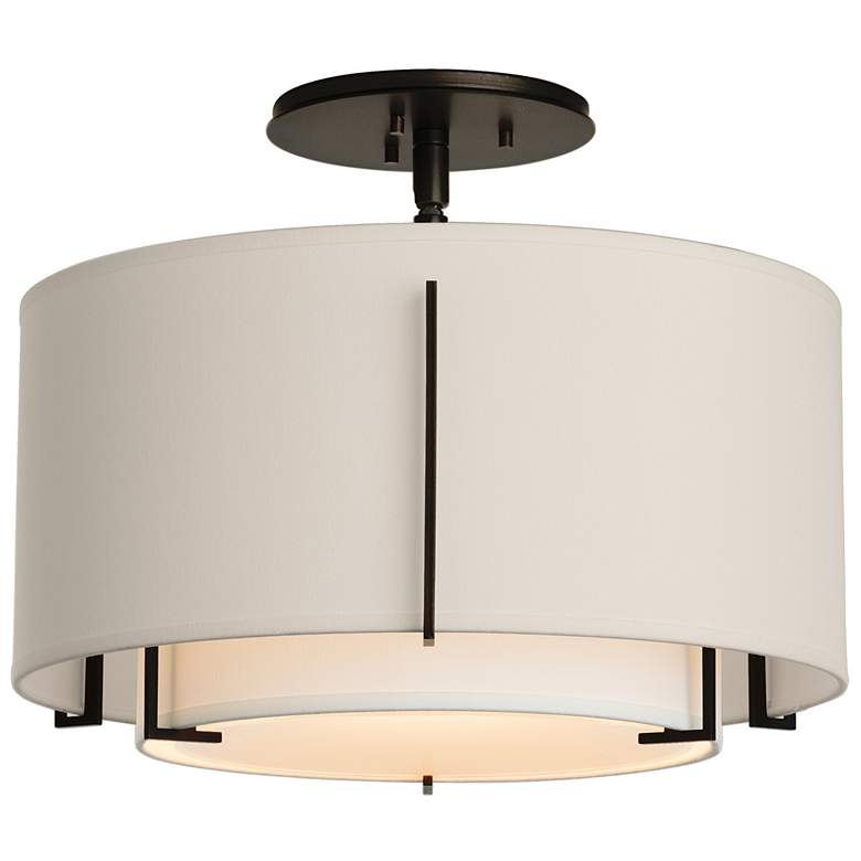 Image 1 Hubbardton Forge Exos 16" Wide Black Finish Double Drum Ceiling Light