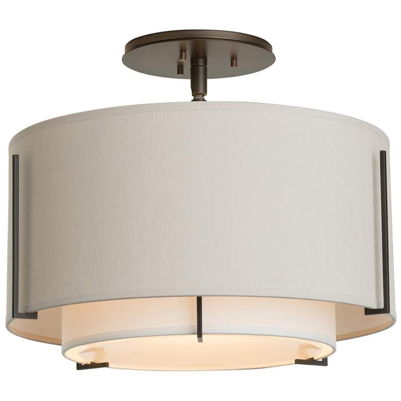 Image 1 Hubbardton Forge Exos 16" Wide Smoke Finish Double Drum Ceiling Light