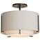 Hubbardton Forge Exos 16" Wide Smoke Finish Double Drum Ceiling Light