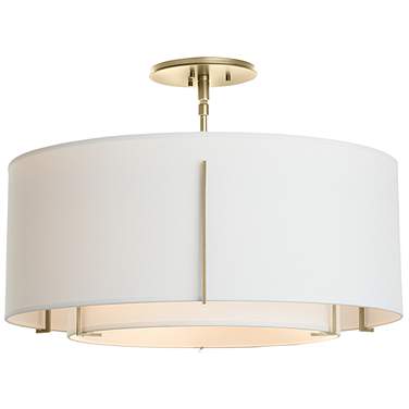 Hubbardton Forge Exos 23" Wide Modern Brass Double Shade Ceiling Light