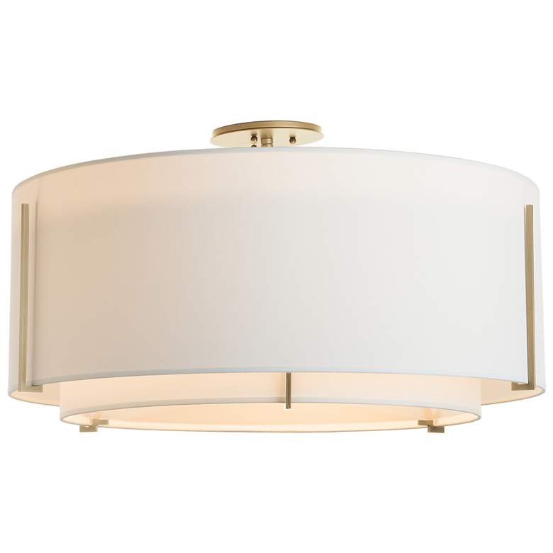Image 1 Hubbardton Forge Exos 29 1/2" Double Shade Soft Gold Ceiling Light