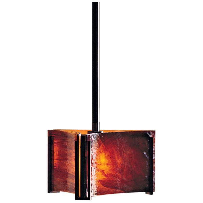 Image 1 Hubbardton Forge Exos Delta 8" Wide Black and Topaz Glass Mini Pendant