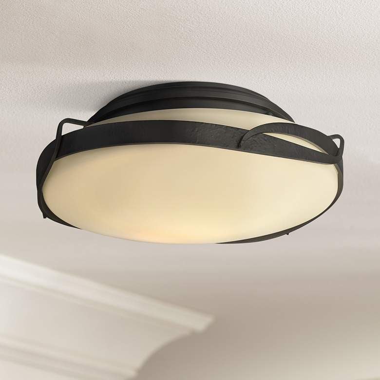Image 1 Hubbardton Forge Flora 14" Wide Black Ceiling Light