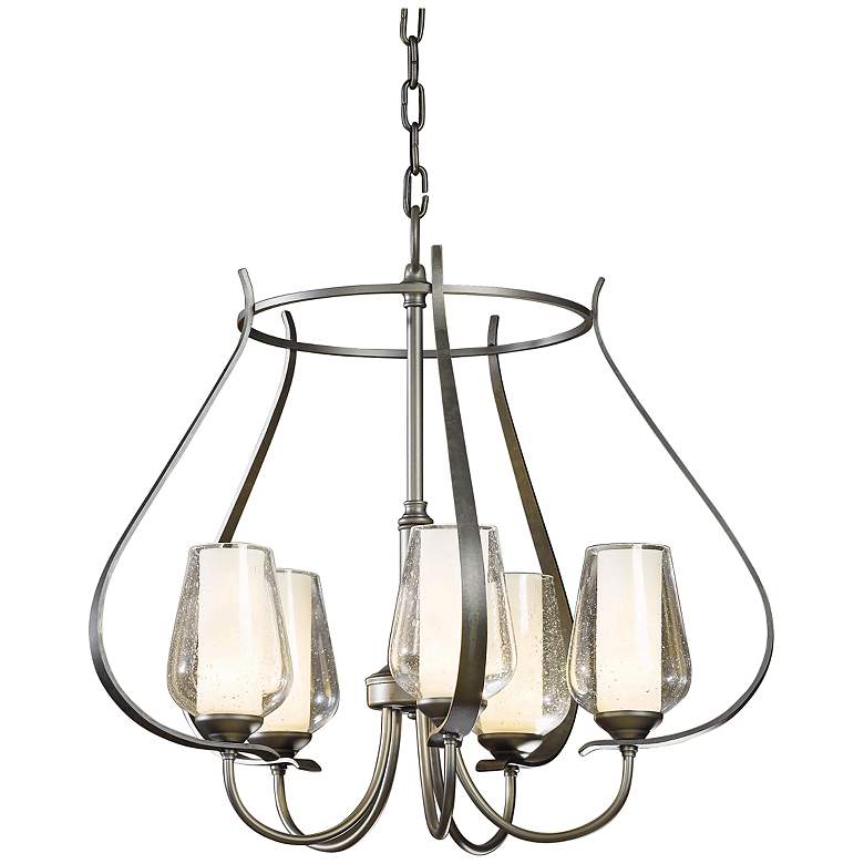 Image 2 Hubbardton Forge Flora 22 1/4 inch Open Scroll Seeded Glass Chandelier