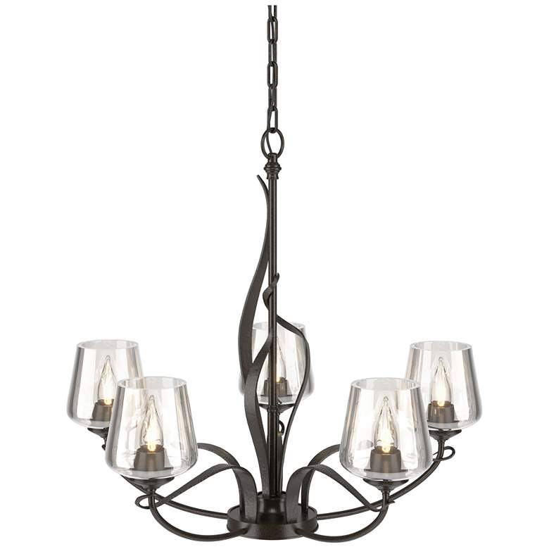 Image 1 Hubbardton Forge Flora 26 3/4" Oil-Rubbed Bronze 5-Light Chandelier